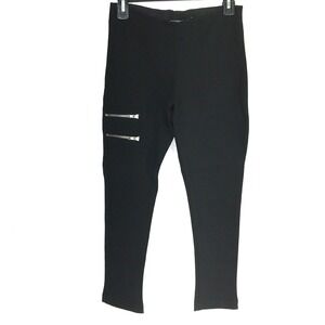Equestrian Riding Pant Black Stretch‎ Legging Ankle Length Silver Zip Skinny